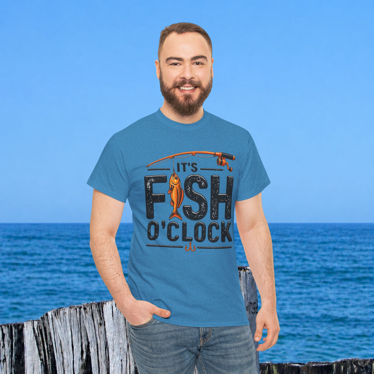 Fishing T‑Shirt — "It's Fish O'Clock" Graphic Tee for Anglers