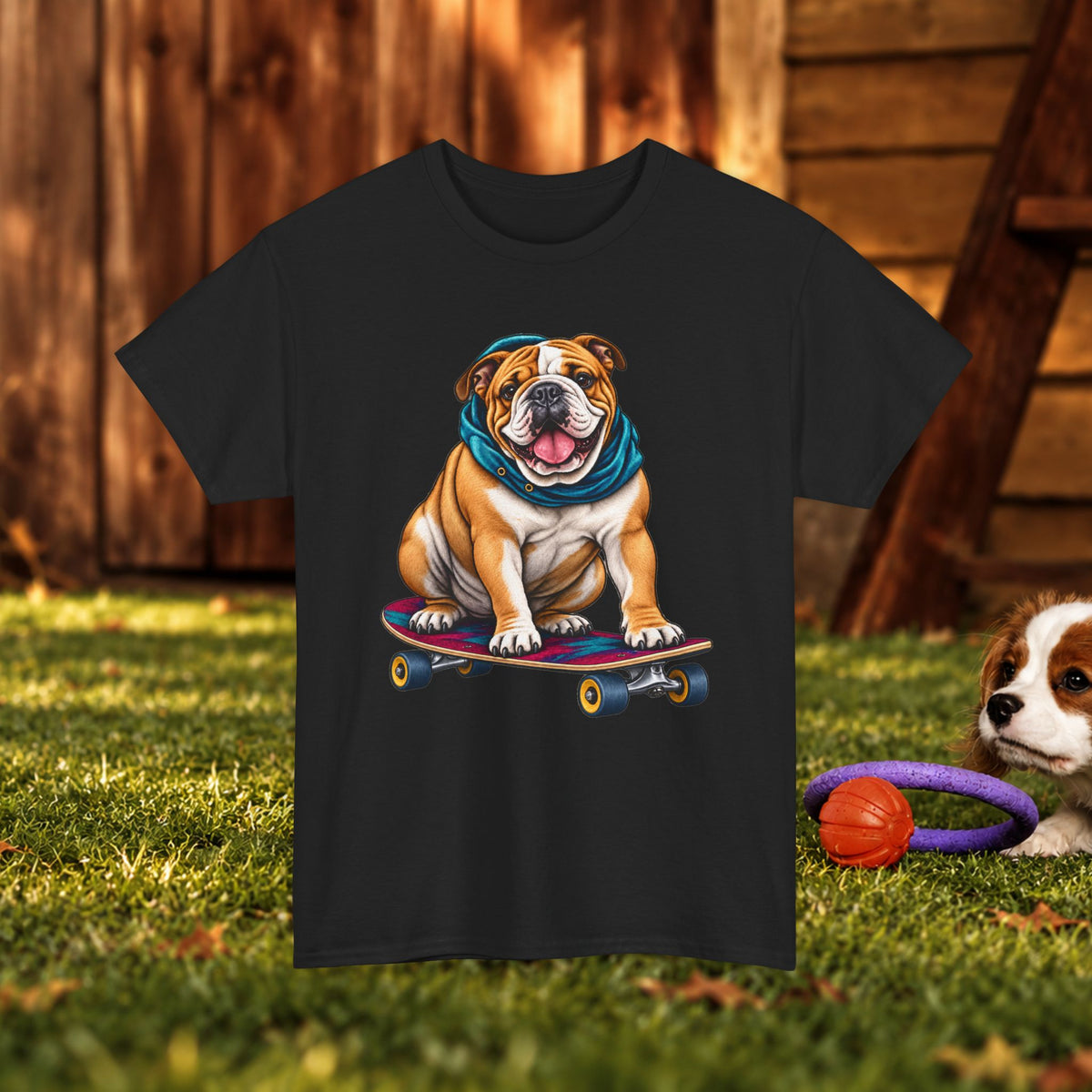 Bulldog Skateboard T-Shirt – Cute Skateboarding Dog Graphic Tee