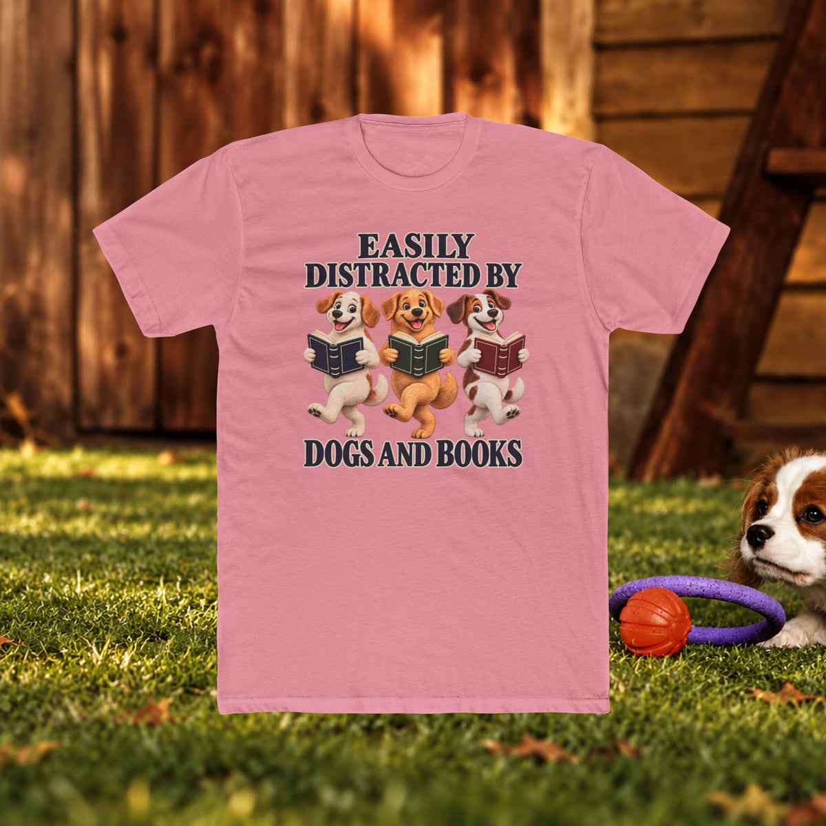 Easily Distracted by Dogs and Books T‑Shirt