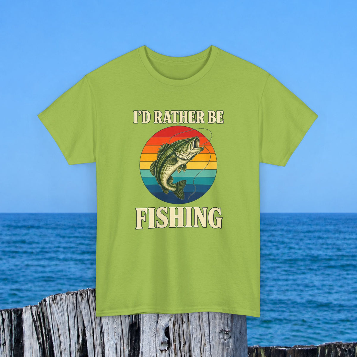 Fishing T-Shirt — "I'd Rather Be Fishing" Retro Bass Tee
