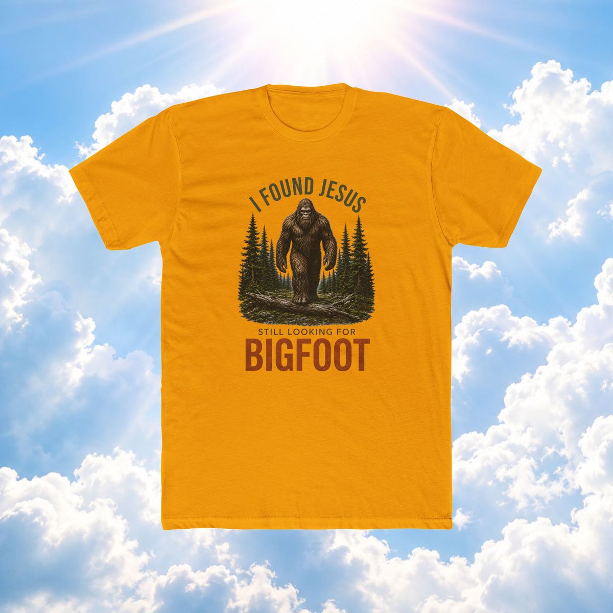 Bigfoot Christian T‑Shirt — "I Found Jesus, Still Looking for Bigfoot" Graphic Tee