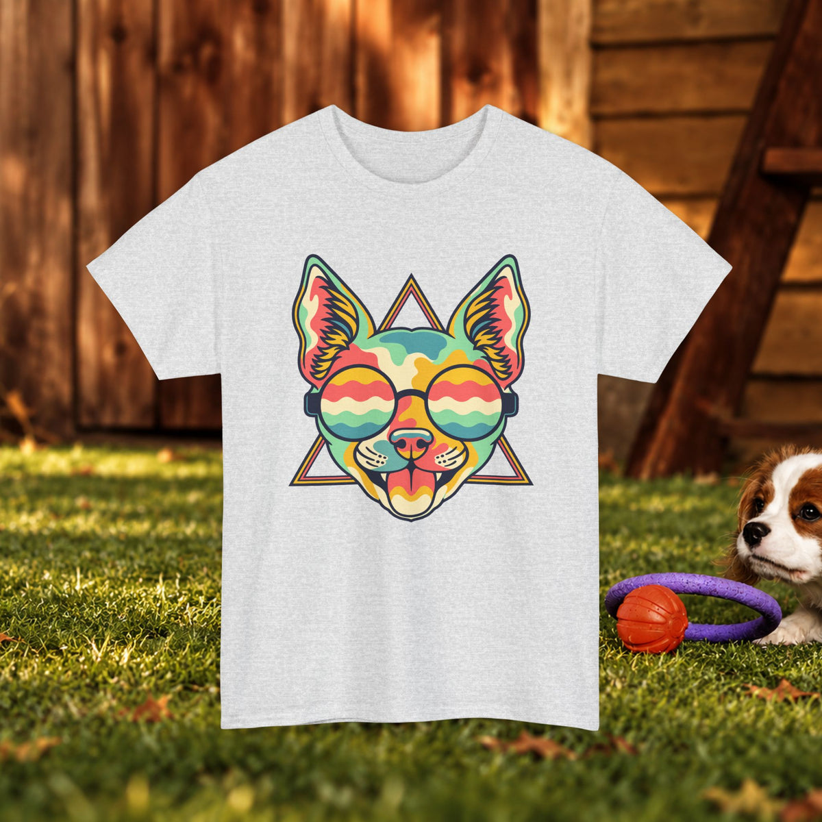 Chihuahua Sunglasses Tee — Colorful Retro Dog Graphic T-Shirt