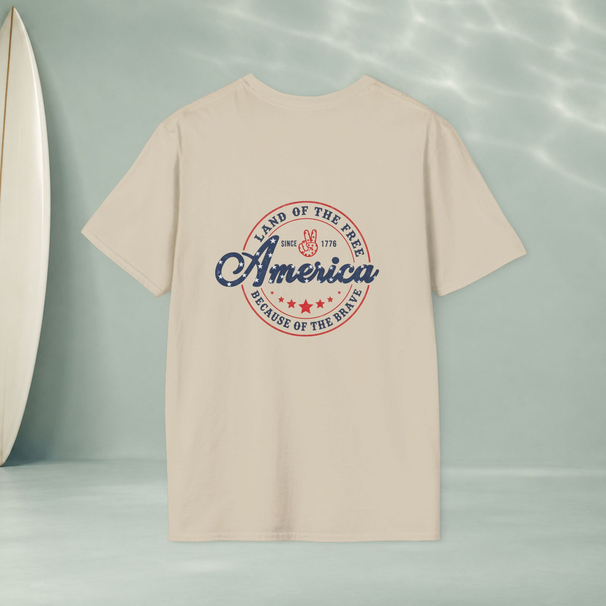 America Vintage Badge T-Shirt — "Land of the Free, Because of the Brave"