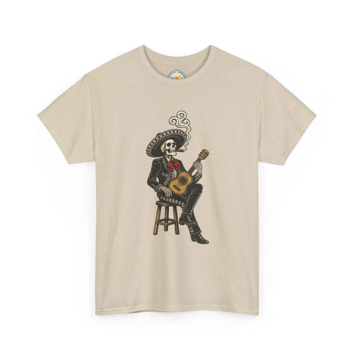 Day of the Dead Mariachi Guitar Tee — Skeleton Musician T-Shirt