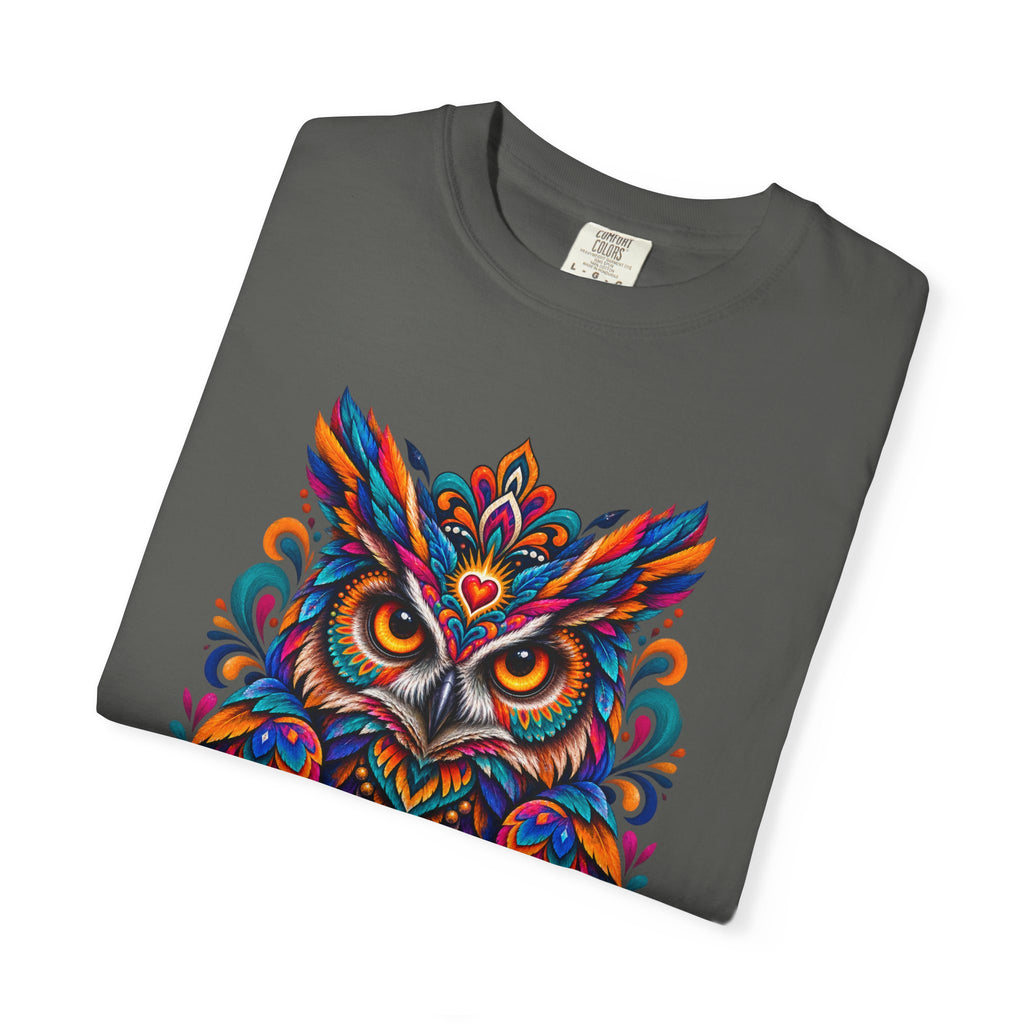 Colorful Owl 'Sabiduría' T-Shirt – Vibrant Mexican Folk Art Tee