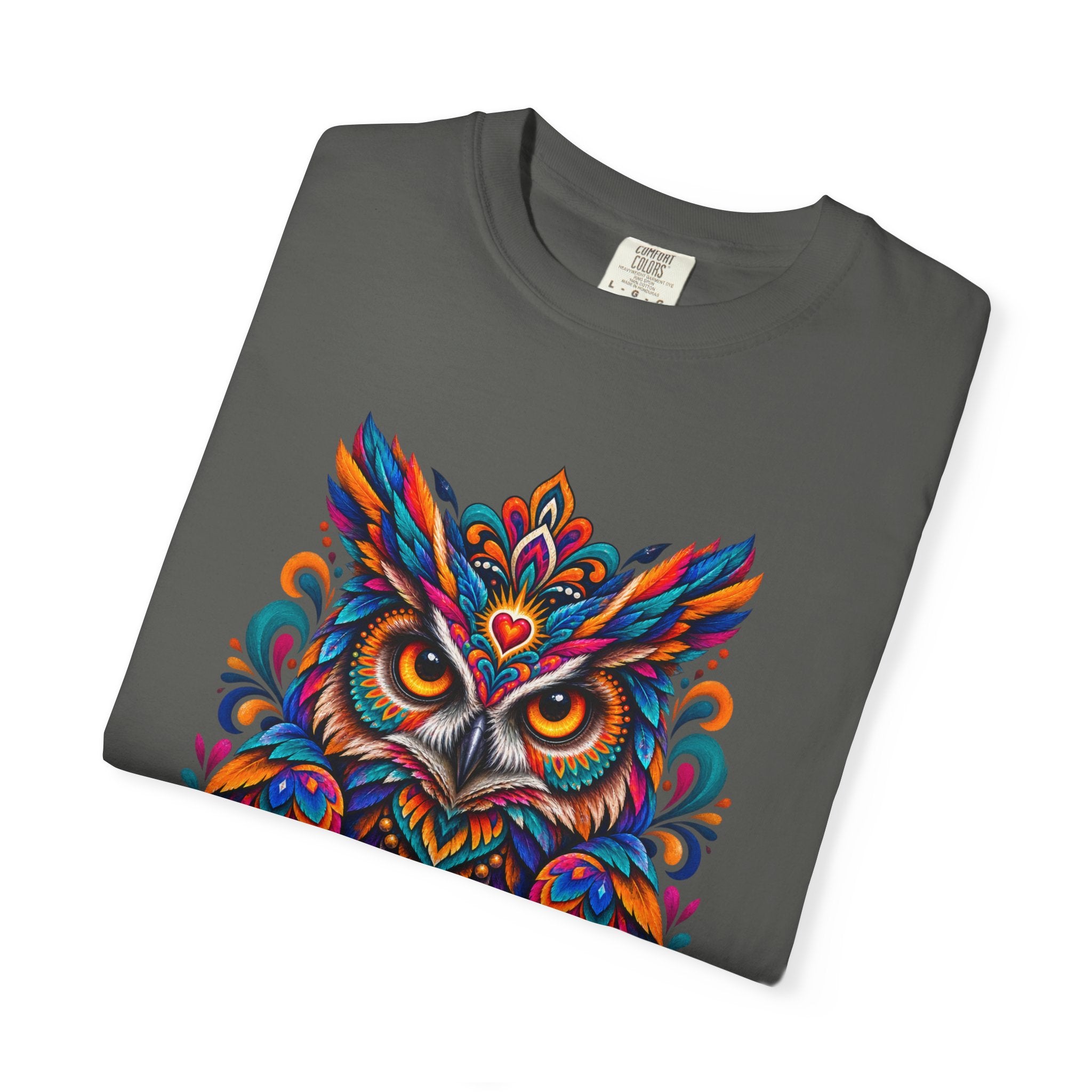 Colorful Owl 'Sabiduría' T-Shirt – Vibrant Mexican Folk Art Tee
