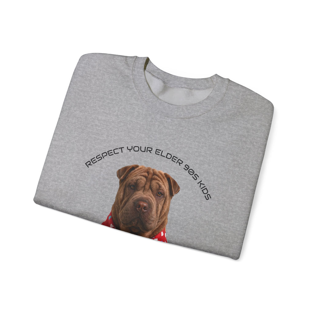 Crewneck Sweatshirt — "Respect Your Elder, Yes Mom" Shar-Pei Graphic