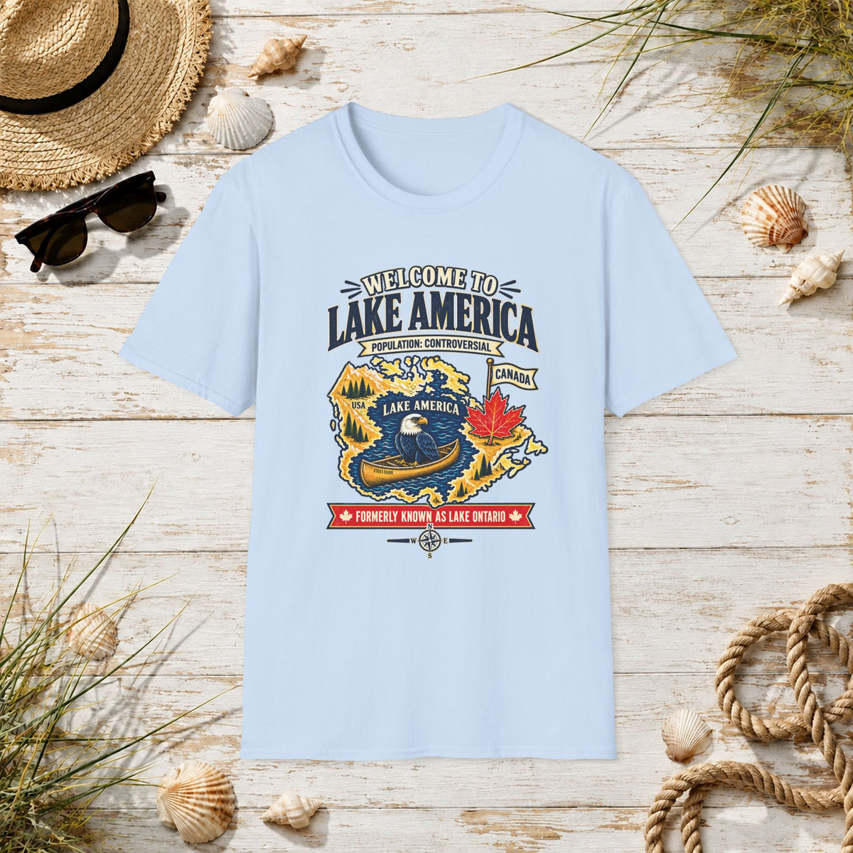 Lake America Graphic T-Shirt — "Welcome to Lake America" Retro Travel Tee