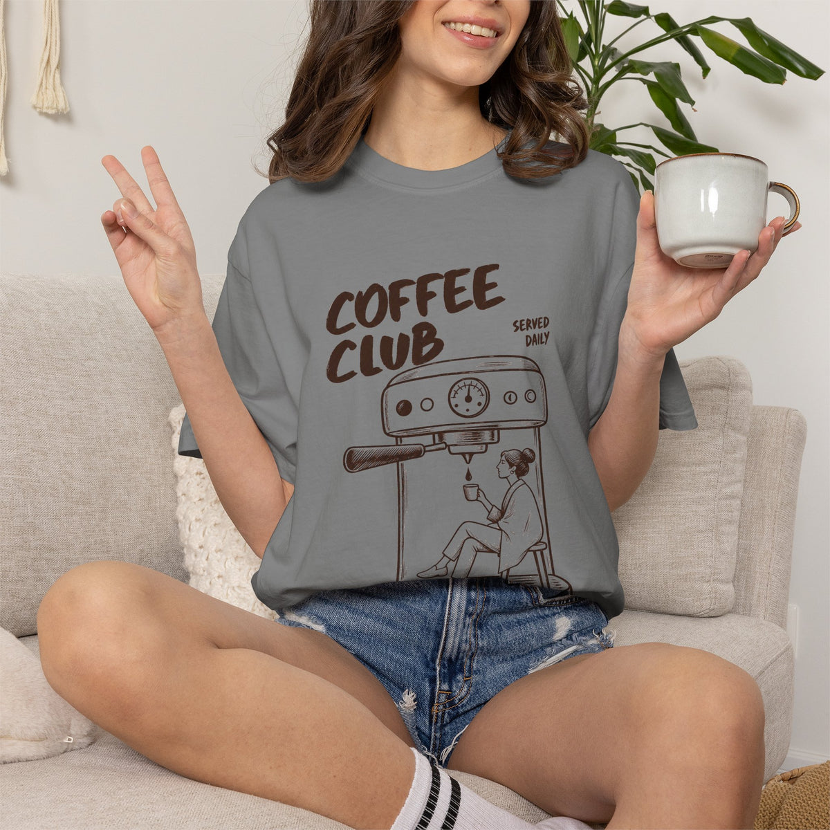 Coffee Club T-Shirt — 'Every Morning' Espresso Machine Graphic Tee