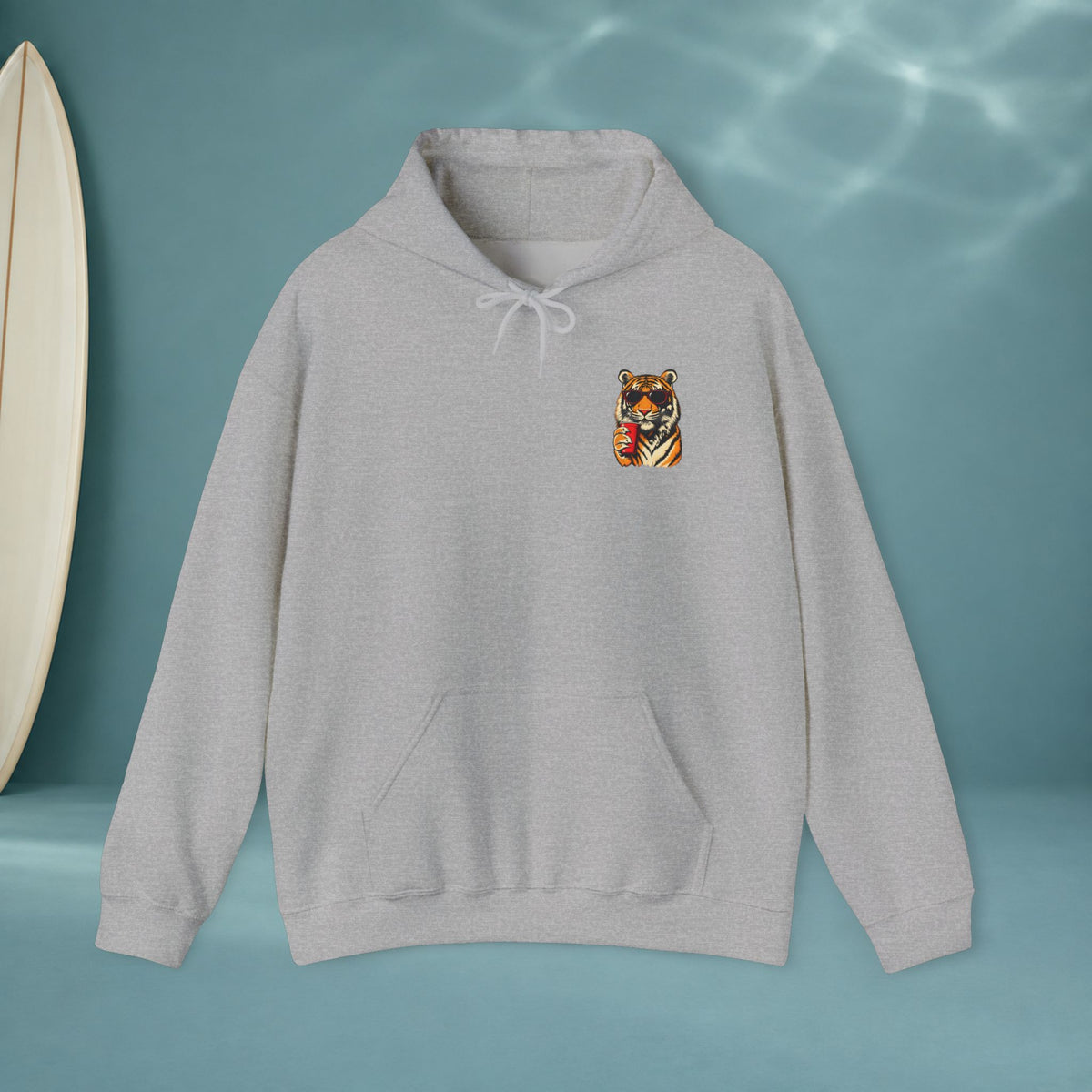 Tiger Japanese Good Luck Graphic Hoodie — Rainbow Japanese Text Back