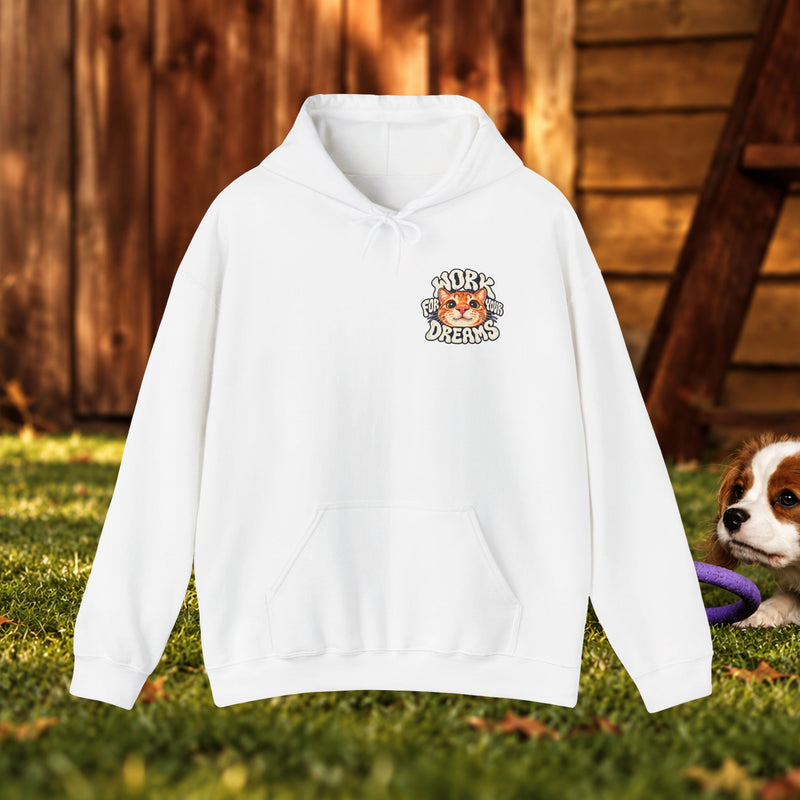 Hoodie - "Work For Your Dreams" Cute Cat Retro Graphic Hooded Sweatshirt