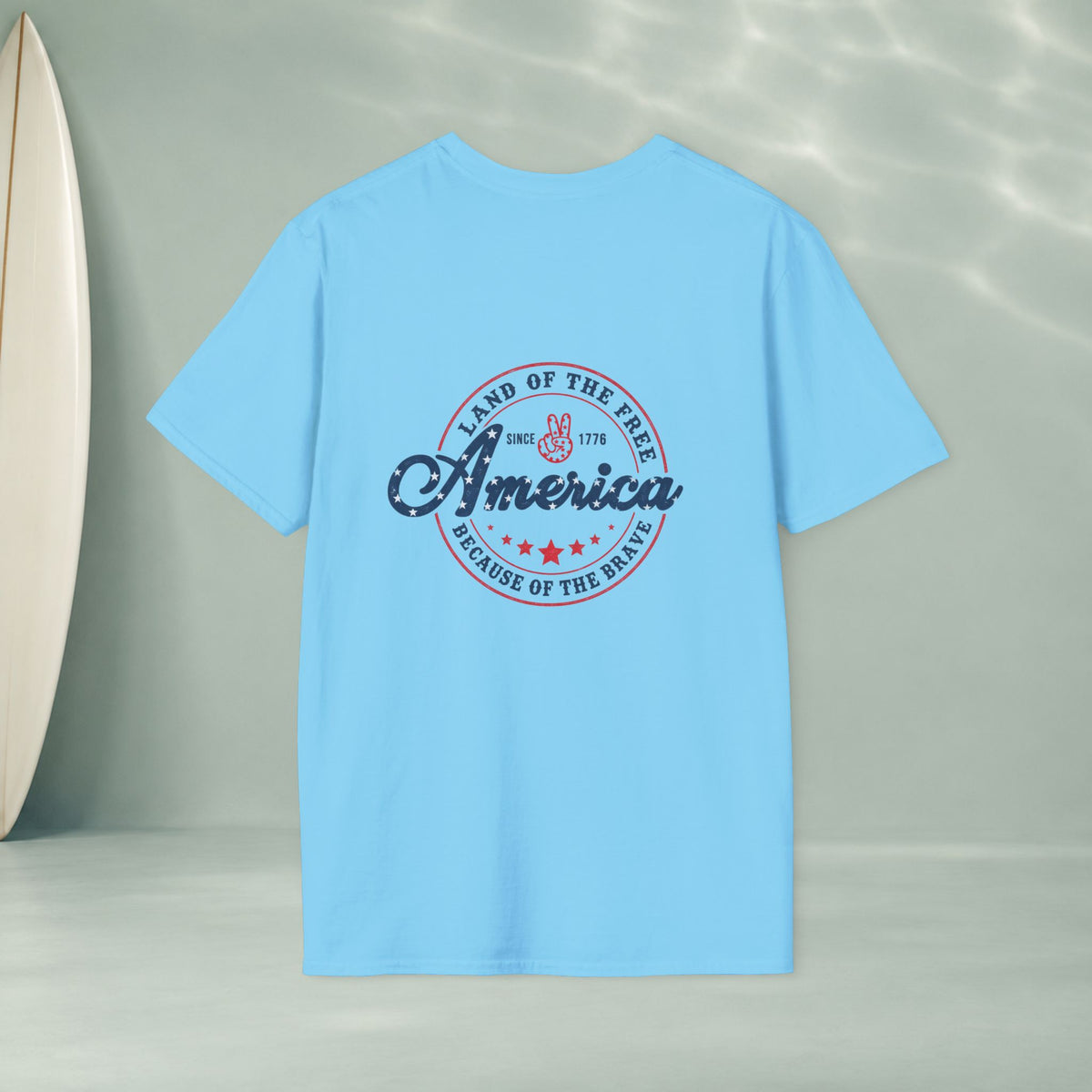 America Vintage Badge T-Shirt — "Land of the Free, Because of the Brave"