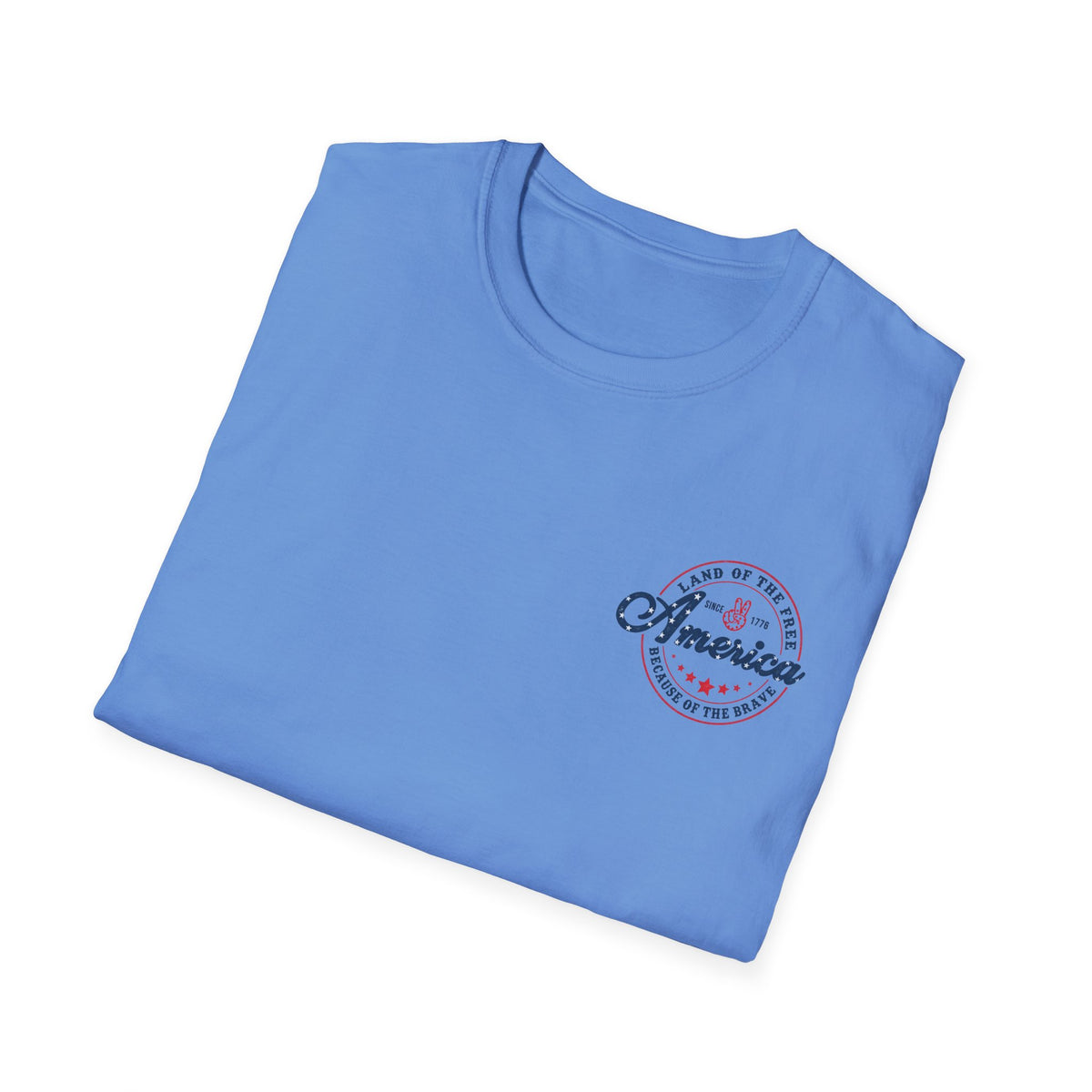 America Vintage Badge T-Shirt — "Land of the Free, Because of the Brave"
