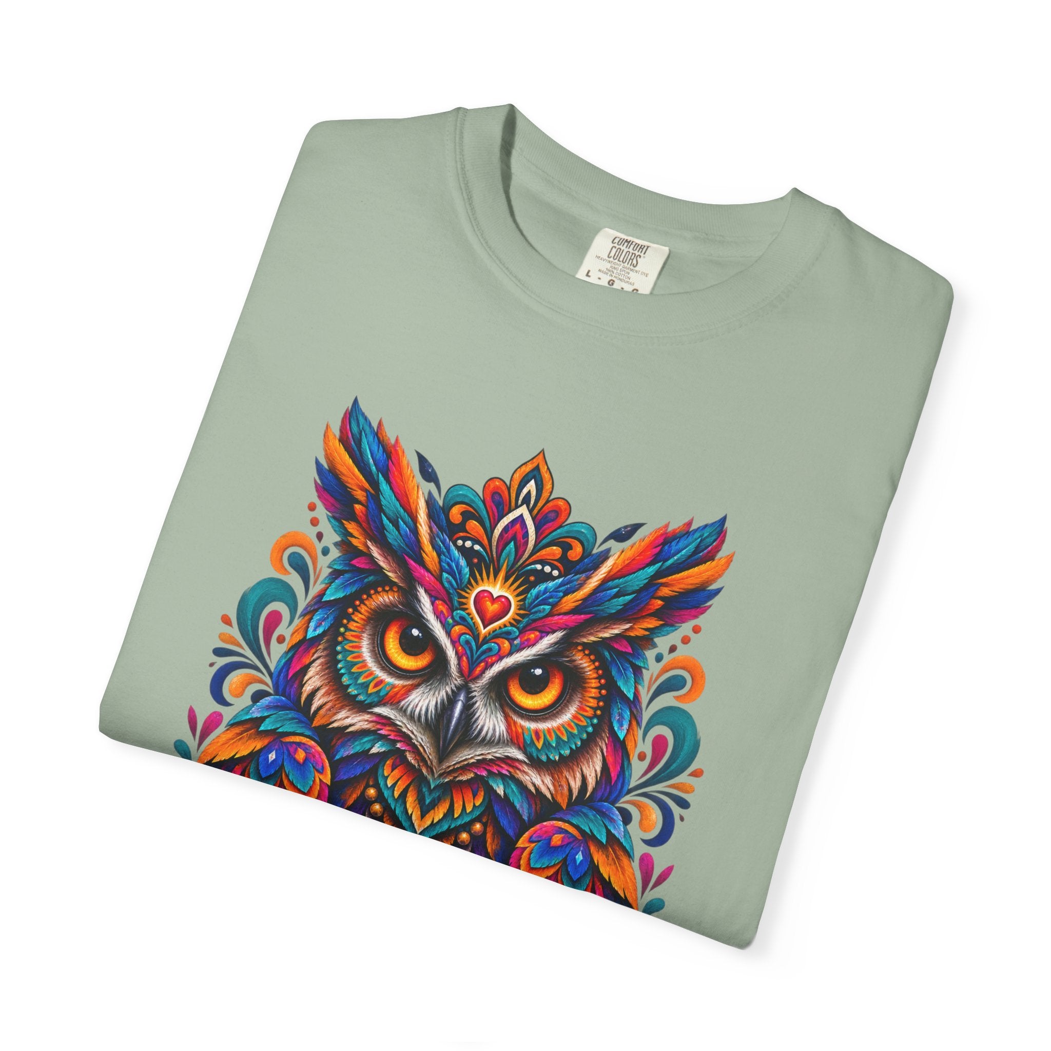 Colorful Owl 'Sabiduría' T-Shirt – Vibrant Mexican Folk Art Tee