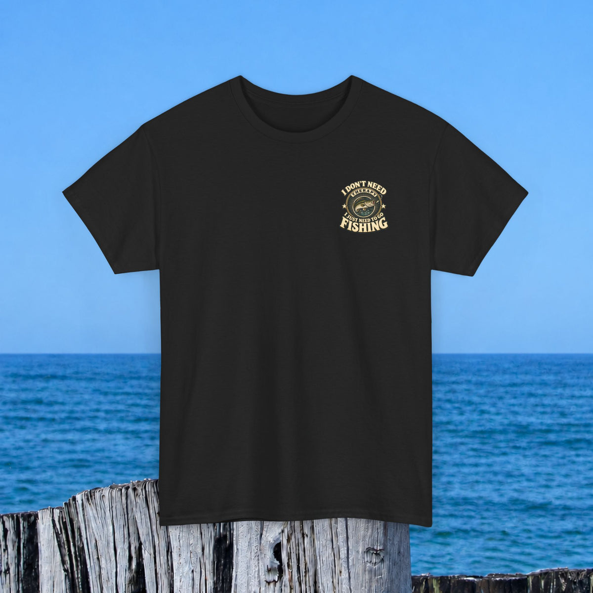 Fishing T-Shirt — "I Don't Need Therapy, I Just Need to Go Fishing" Graphic Tee