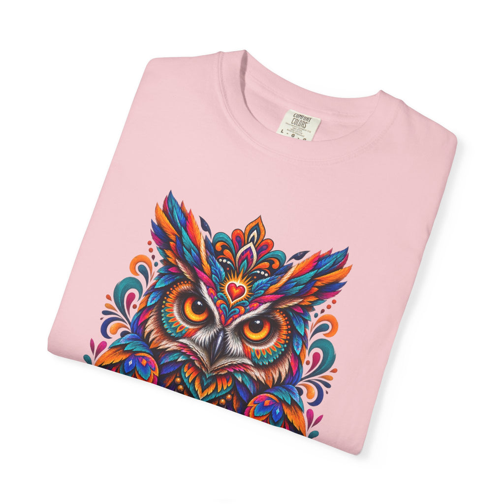 Colorful Owl 'Sabiduría' T-Shirt – Vibrant Mexican Folk Art Tee