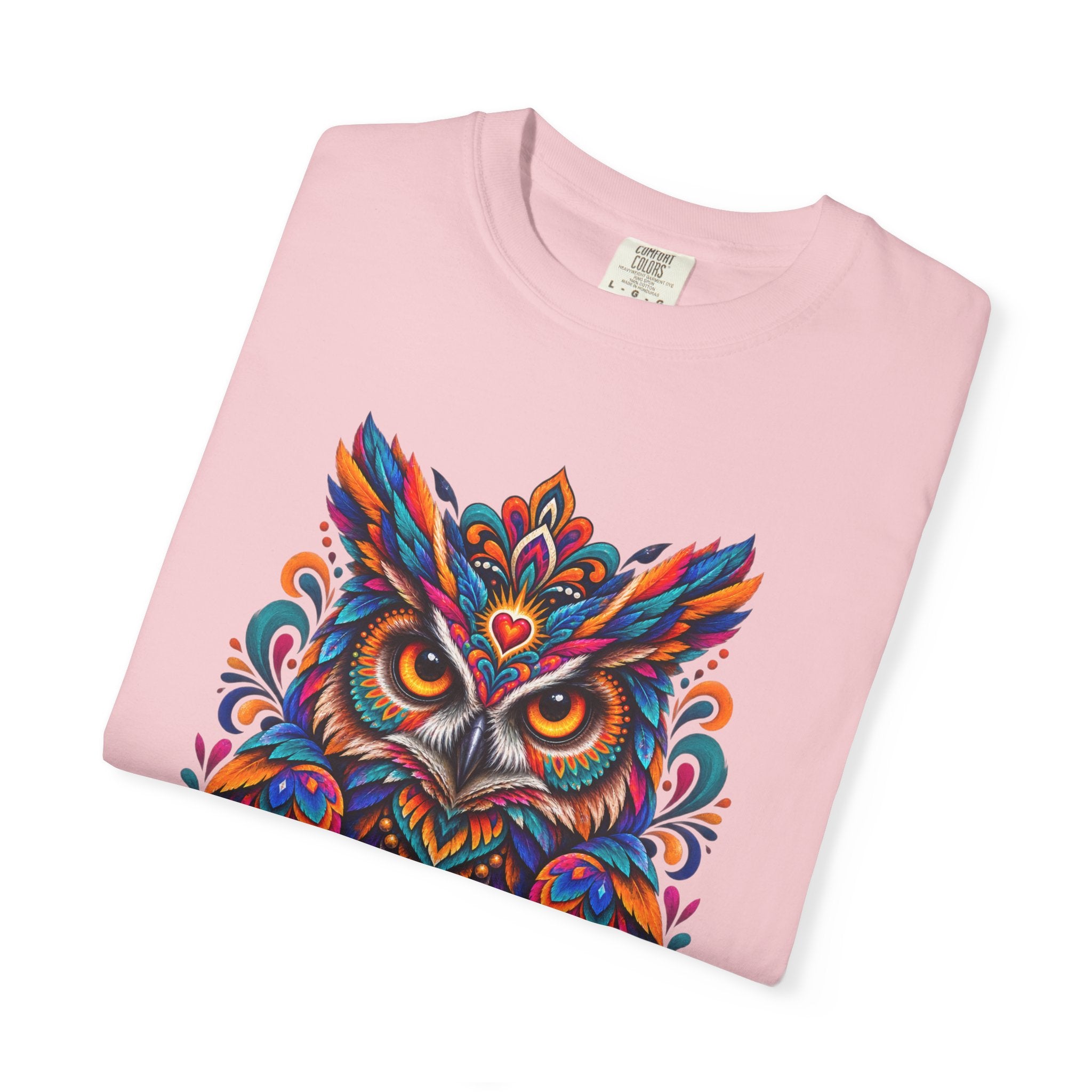 Colorful Owl 'Sabiduría' T-Shirt – Vibrant Mexican Folk Art Tee
