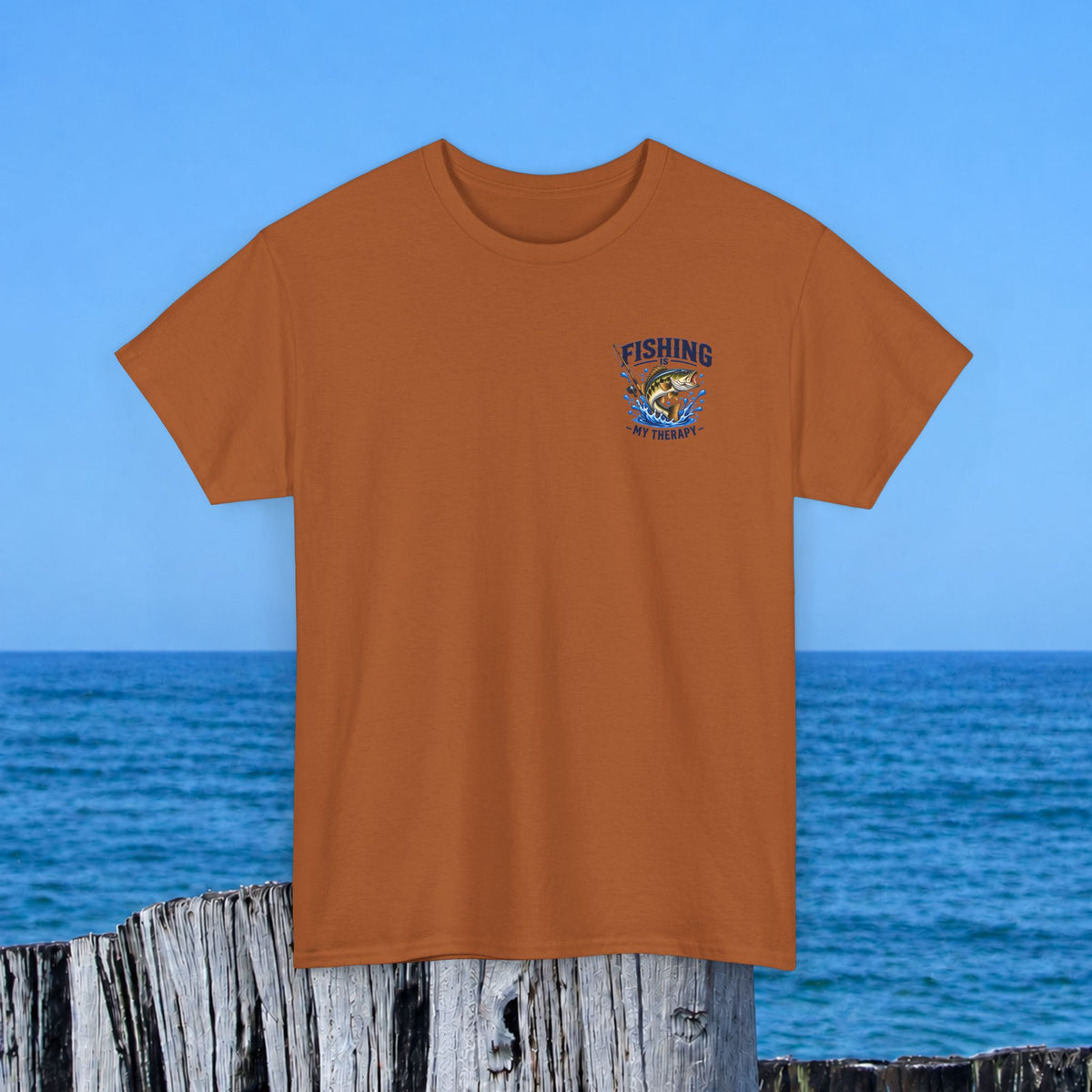 Fishing Tee — "Fishing Is My Therapy" Graphic T-Shirt