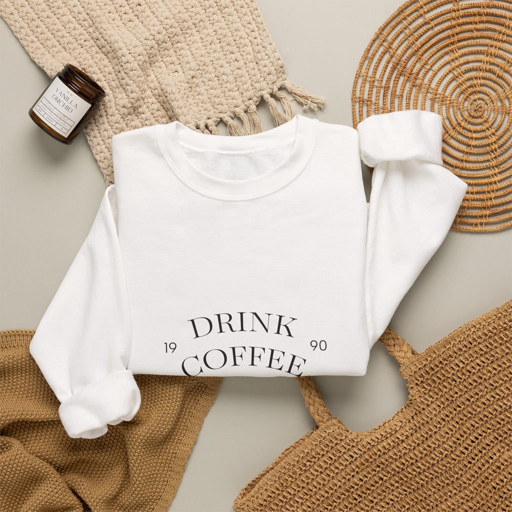 Coffee & Jesus Crewneck Sweatshirt — "Drink Coffee, Love Jesus" Christian Pullover