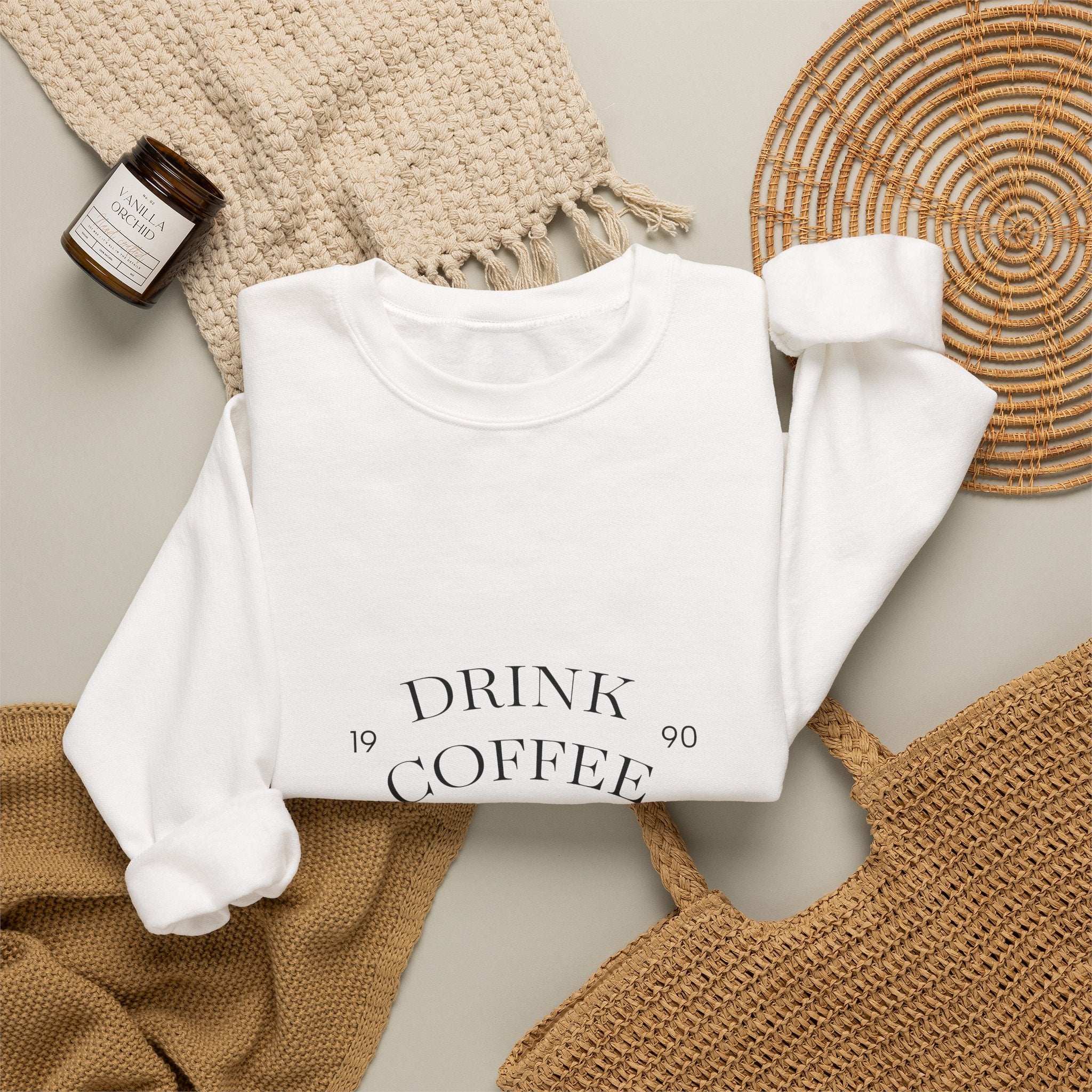 Coffee & Jesus Crewneck Sweatshirt — "Drink Coffee, Love Jesus" Christian Pullover