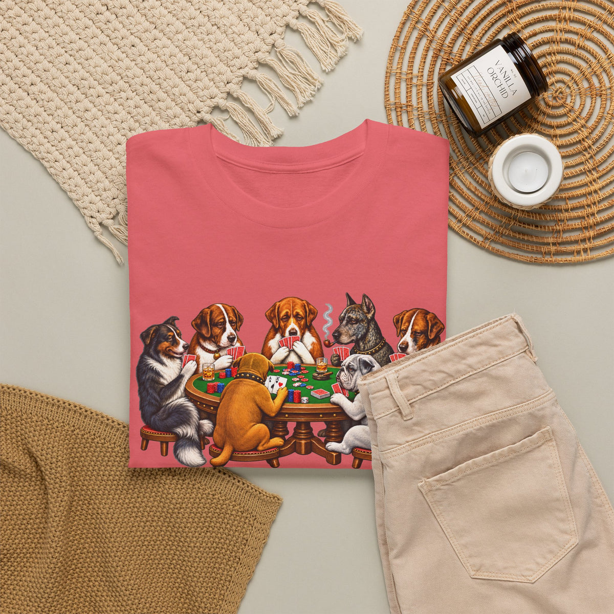 Dog Poker Night T‑Shirt — Cute Dogs Playing Cards Graphic Tee