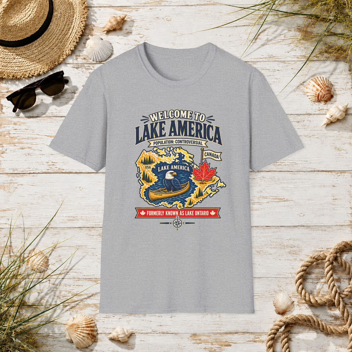 Lake America Graphic T-Shirt — "Welcome to Lake America" Retro Travel Tee
