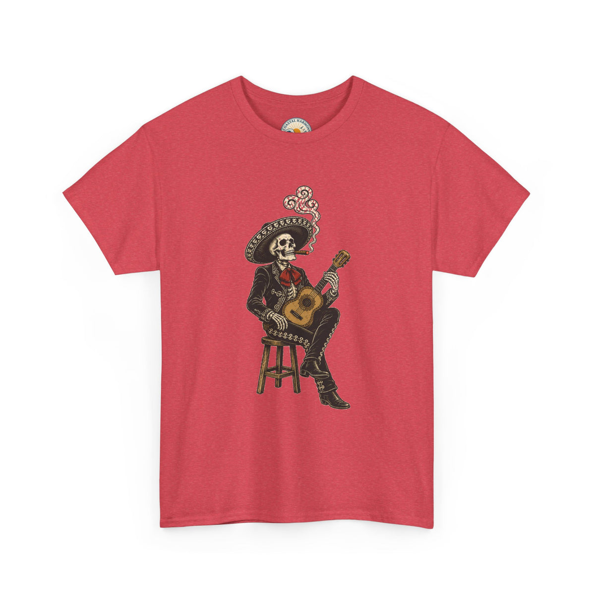 Day of the Dead Mariachi Guitar Tee — Skeleton Musician T-Shirt