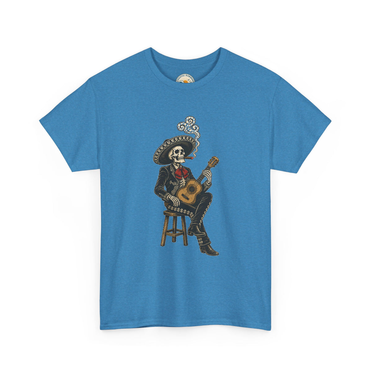 Day of the Dead Mariachi Guitar Tee — Skeleton Musician T-Shirt