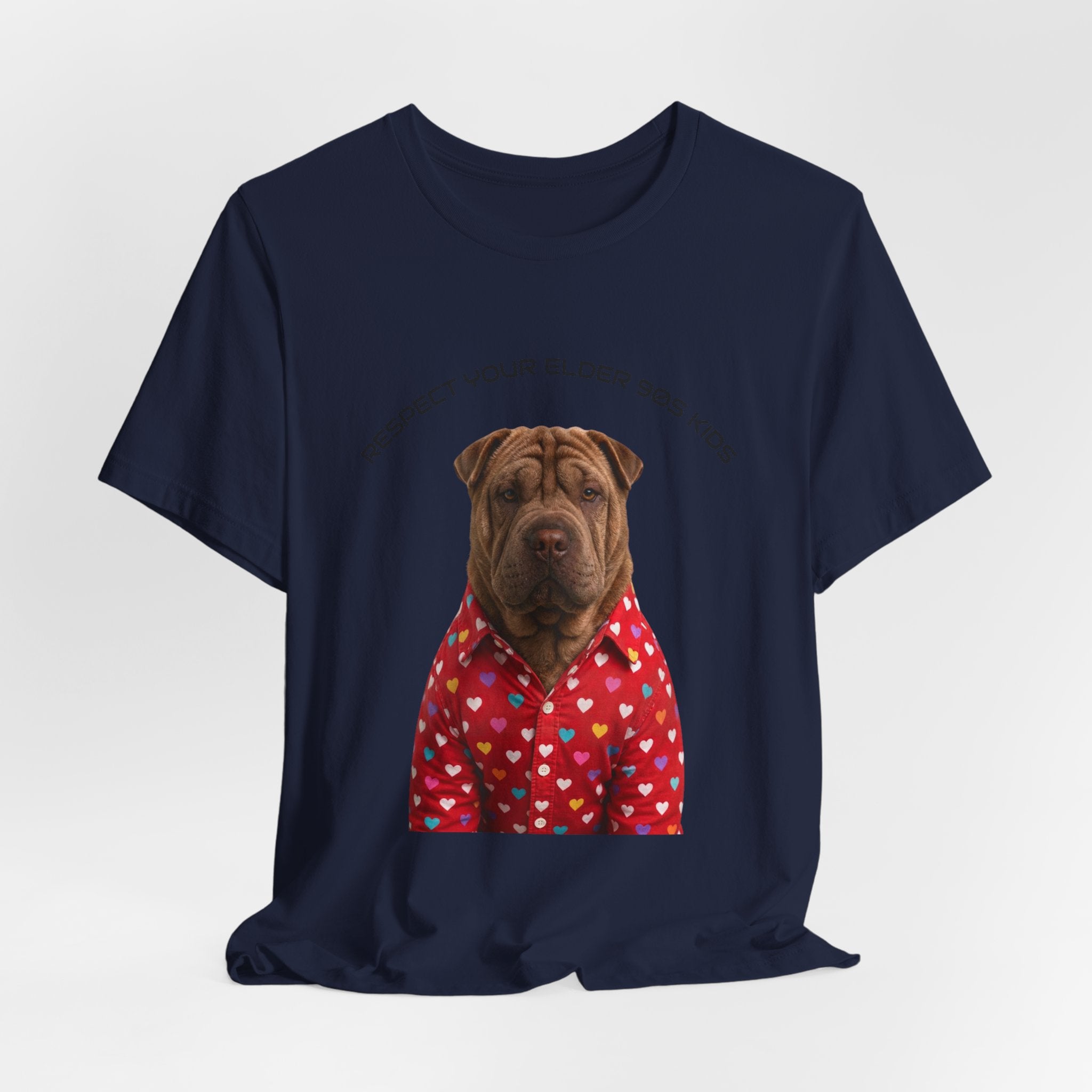Respect Your Elder Dog Tee — Cute Shar Pei in Heart Pajamas Graphic T‑Shirt