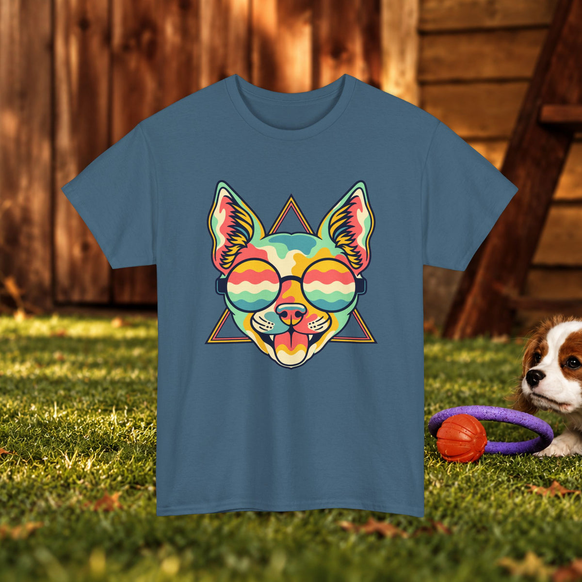 Chihuahua Sunglasses Tee — Colorful Retro Dog Graphic T-Shirt