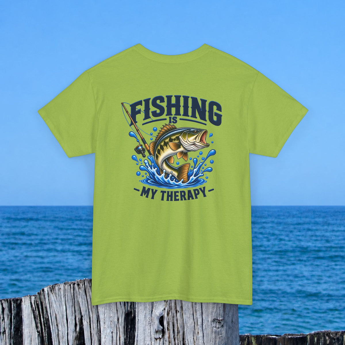 Fishing Tee — "Fishing Is My Therapy" Graphic T-Shirt