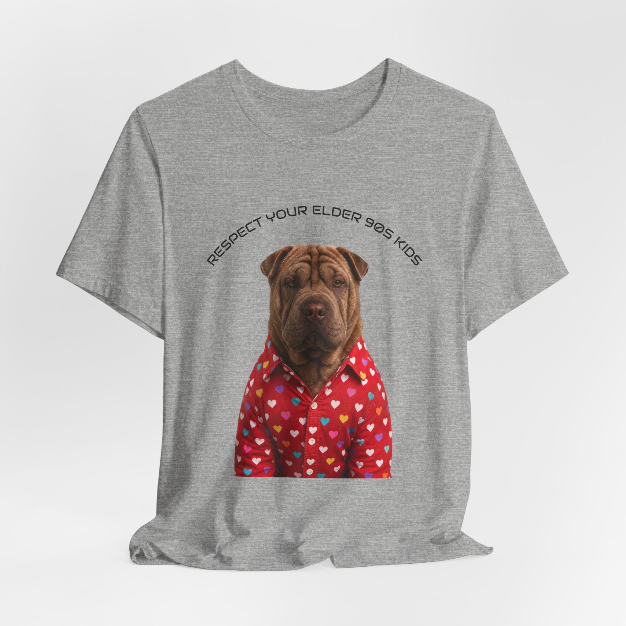 Respect Your Elder Dog Tee — Cute Shar Pei in Heart Pajamas Graphic T‑Shirt