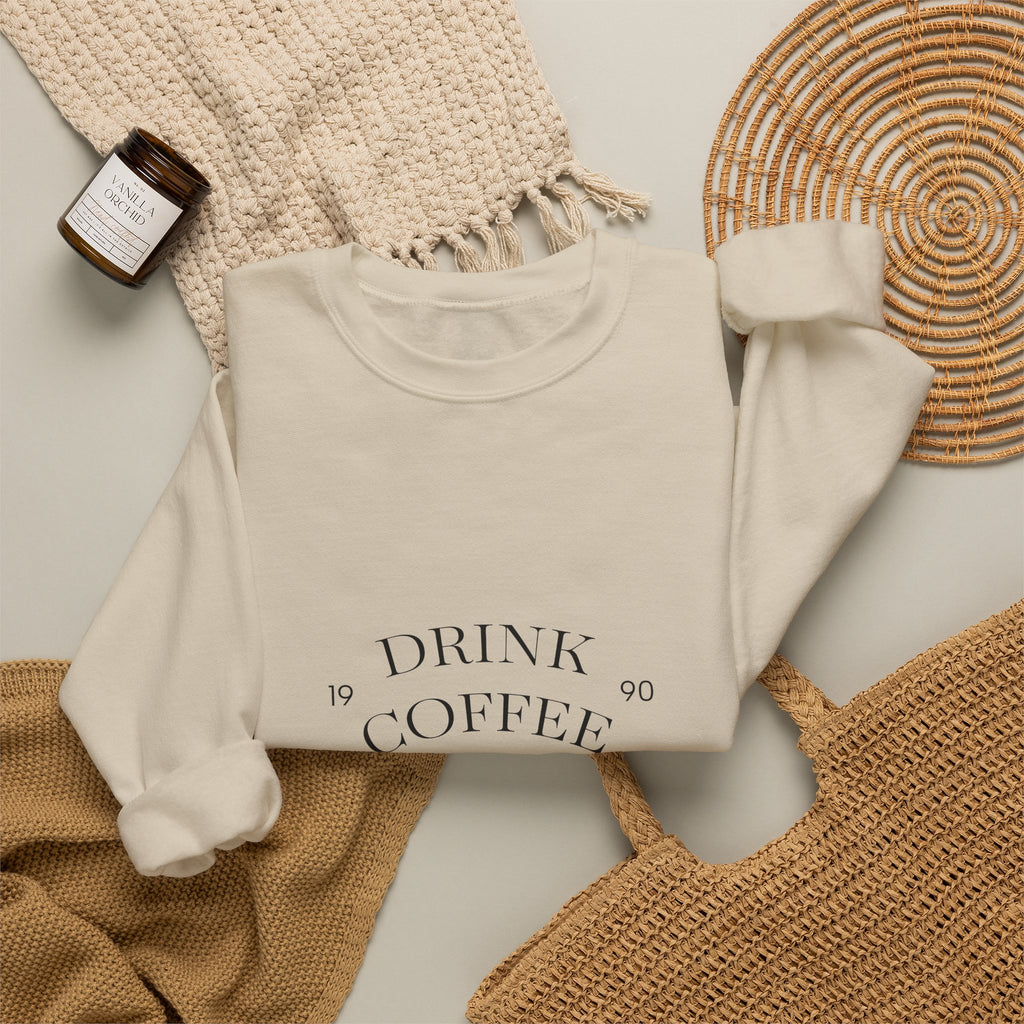 Coffee & Jesus Crewneck Sweatshirt — "Drink Coffee, Love Jesus" Christian Pullover