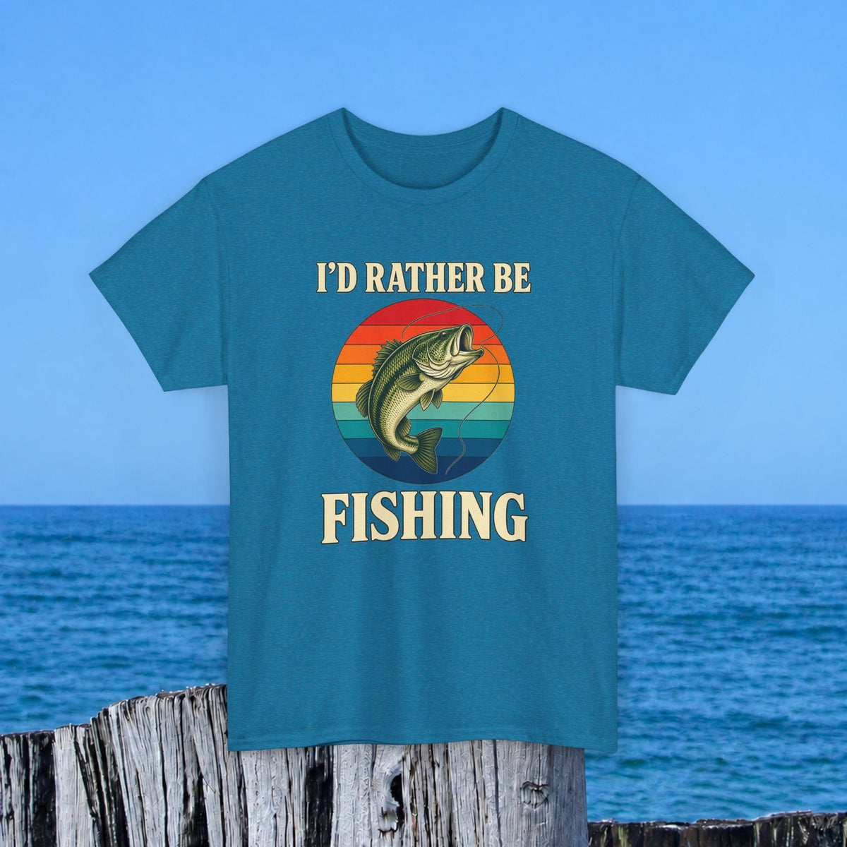 Fishing T-Shirt — "I'd Rather Be Fishing" Retro Bass Tee