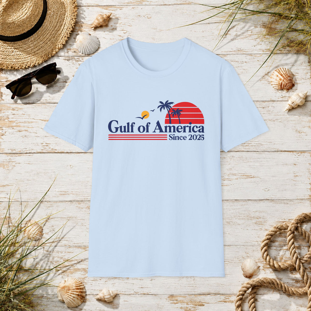 Gulf of America Retro Sunset T-Shirt — Since 2025 Beach Tee