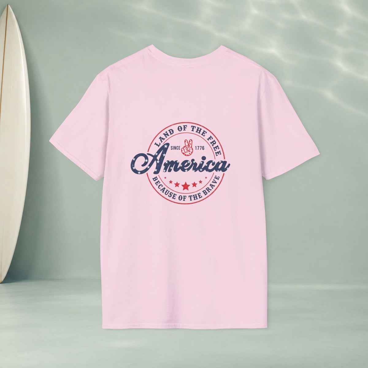 America Vintage Badge T-Shirt — "Land of the Free, Because of the Brave"