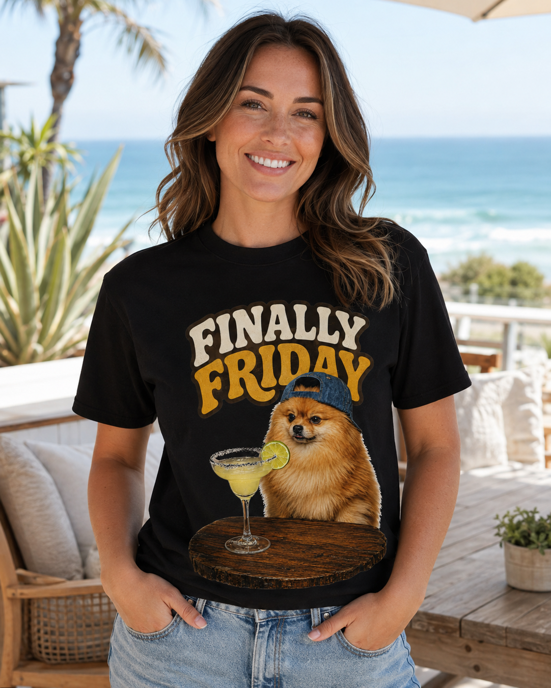 Finally Friday Pomeranian T-Shirt — Funny Dog Tee for Weekend Vibes