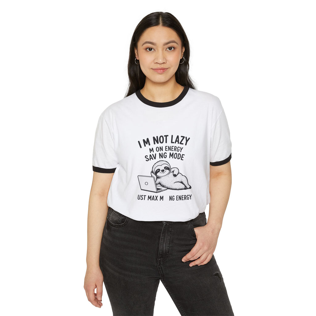 Sloth Energy Saving Mode Ringer T-Shirt