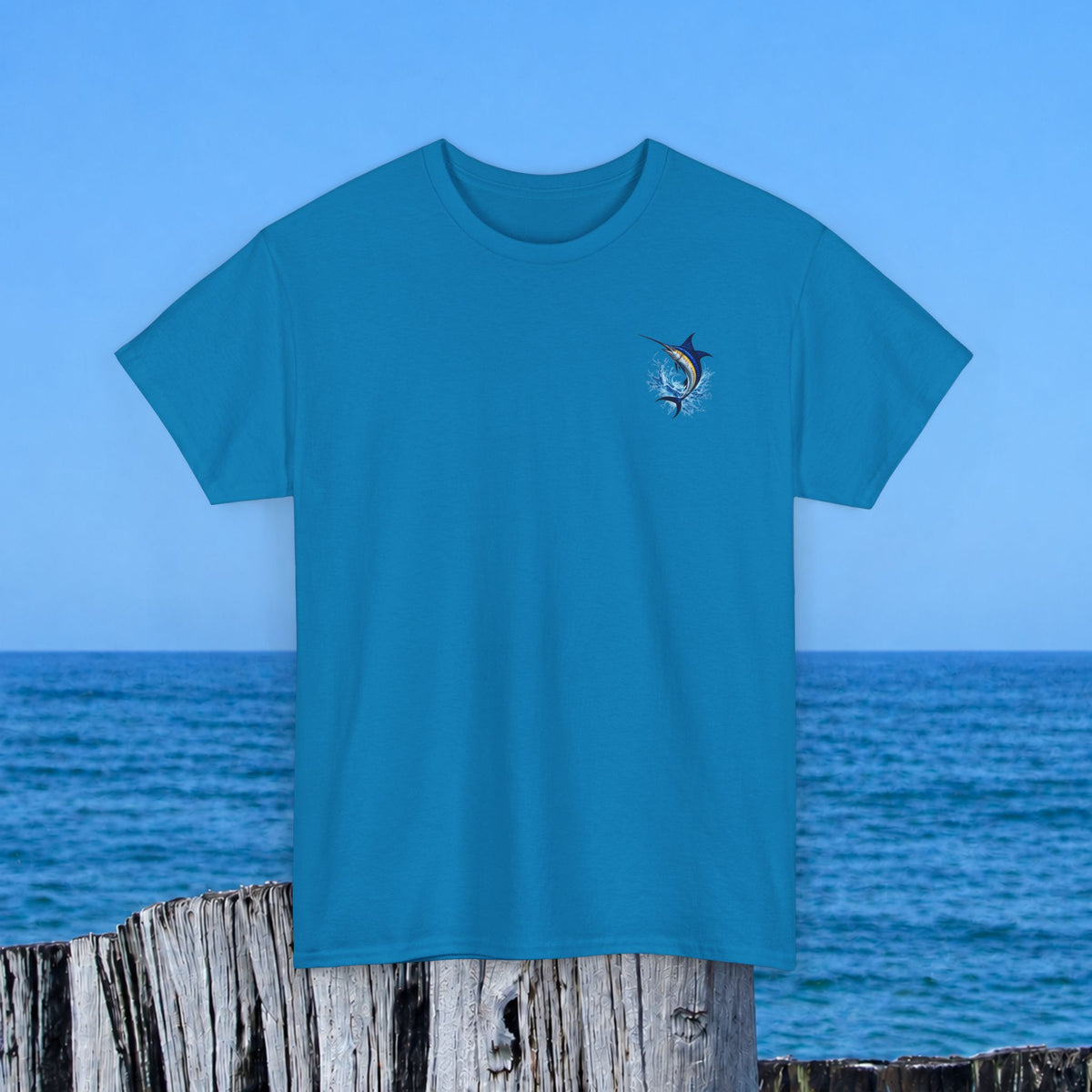 Marlin Splash Tee — Blue Swordfish Graphic T-Shirt