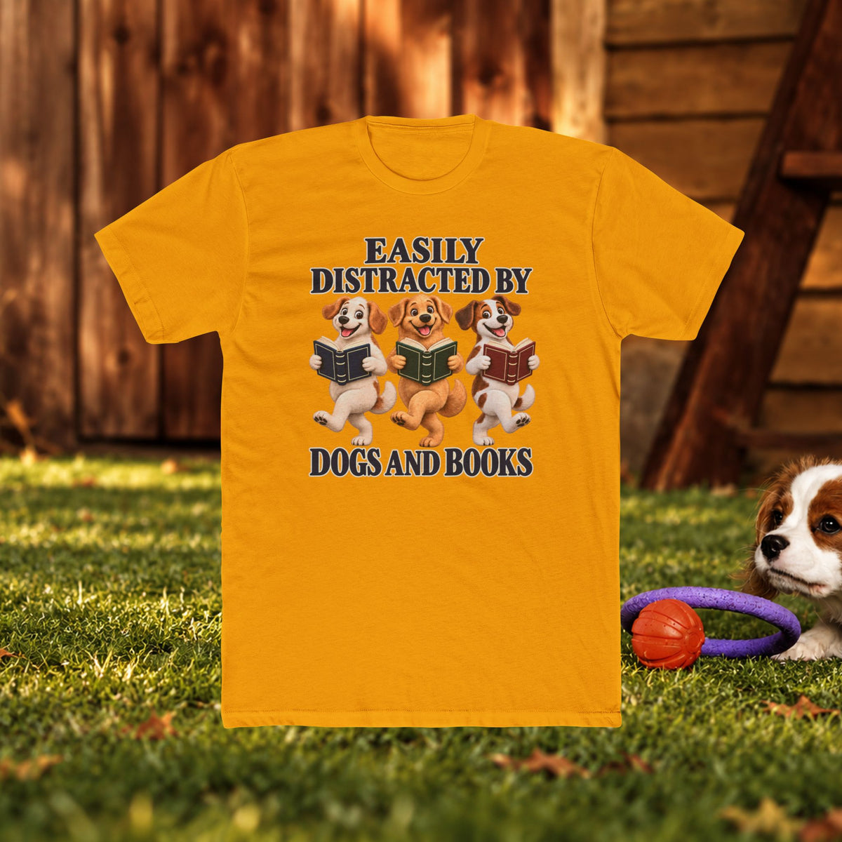 Easily Distracted by Dogs and Books T‑Shirt