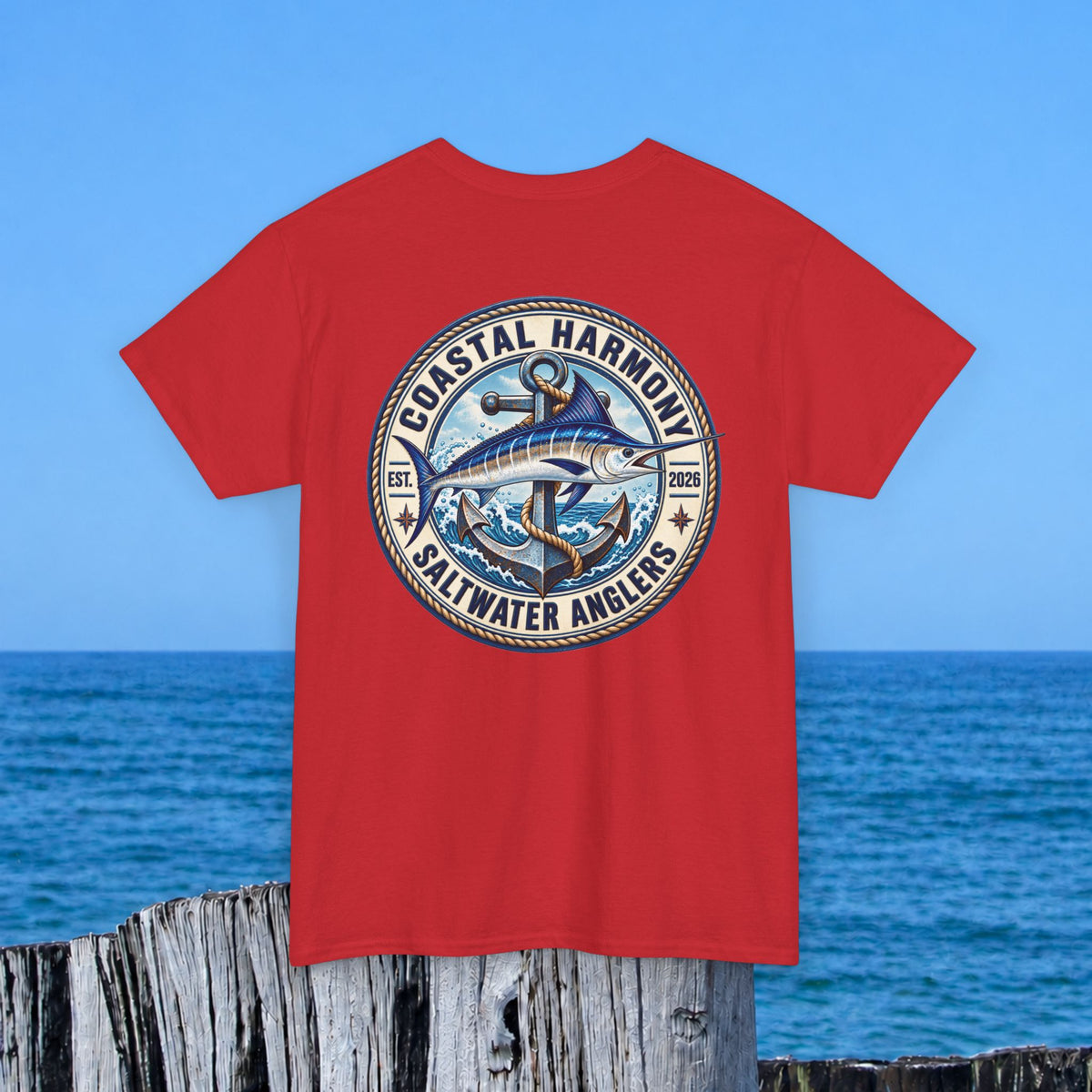 Fishing Tee — "Coastal Harmony" Saltwater Anglers Short-Sleeve Shirt