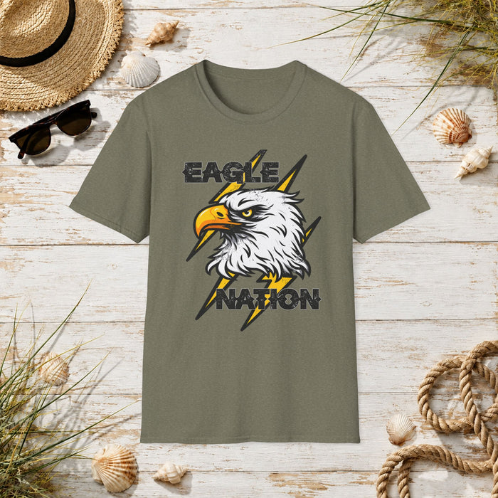 Eagle Nation T‑Shirt — Bold Lightning Eagle Graphic