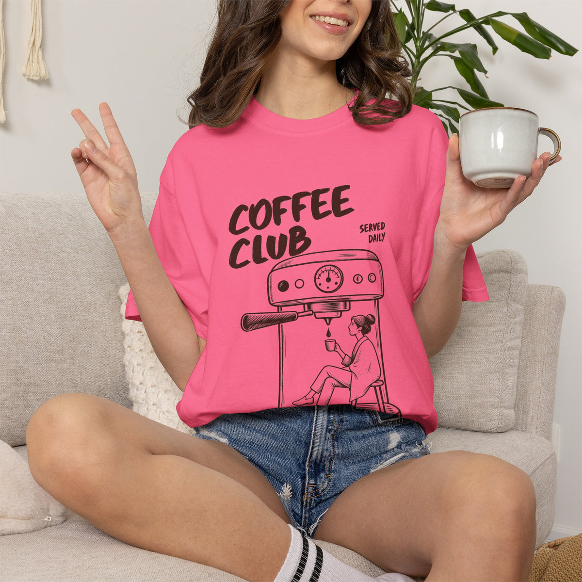 Coffee Club T-Shirt — 'Every Morning' Espresso Machine Graphic Tee