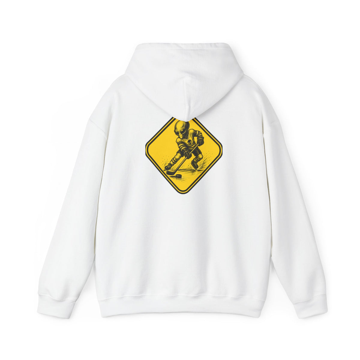 Ski Crossing Hoodie — Yellow Warning Sign Skiing Sweatshirt