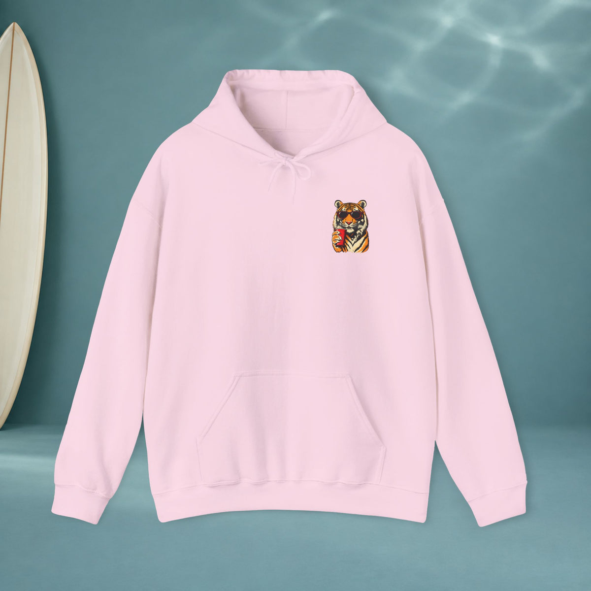 Tiger Japanese Good Luck Graphic Hoodie — Rainbow Japanese Text Back
