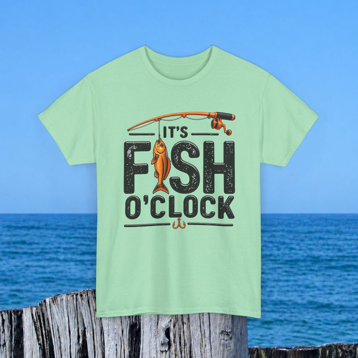 Fishing T‑Shirt — "It's Fish O'Clock" Graphic Tee for Anglers