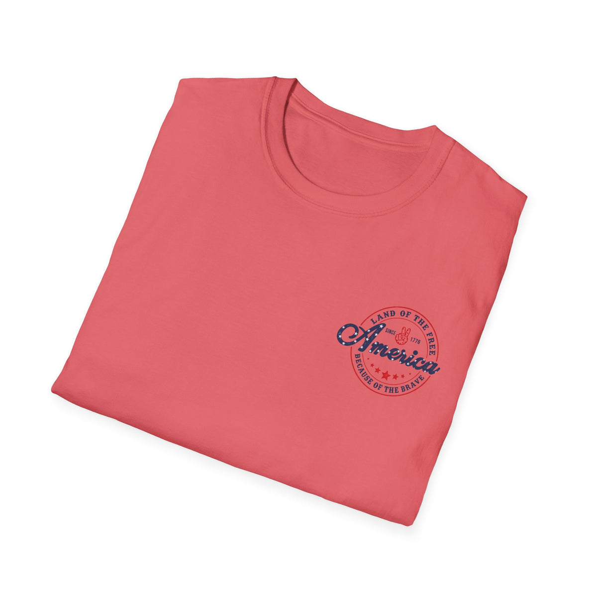 America Vintage Badge T-Shirt — "Land of the Free, Because of the Brave"