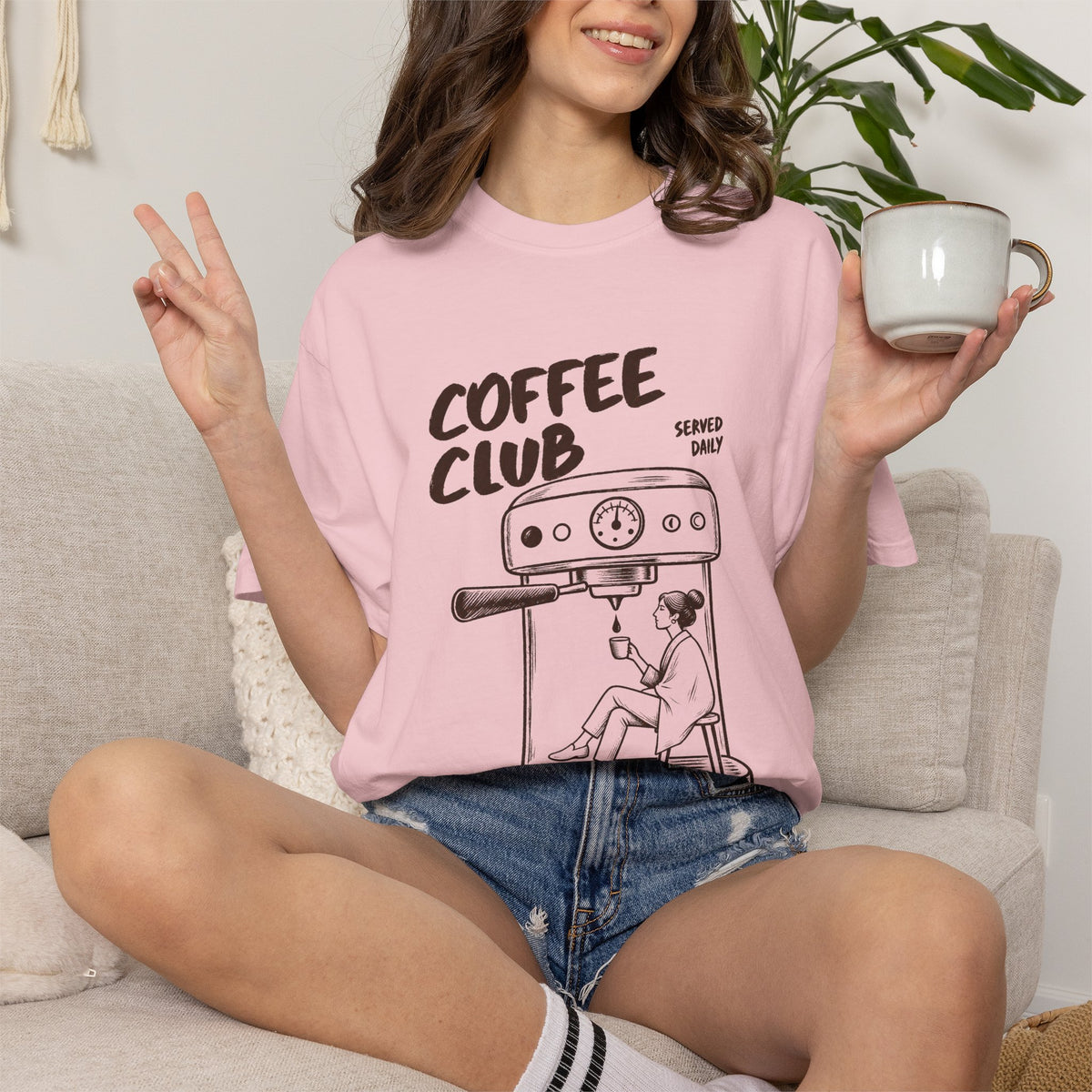 Coffee Club T-Shirt — 'Every Morning' Espresso Machine Graphic Tee