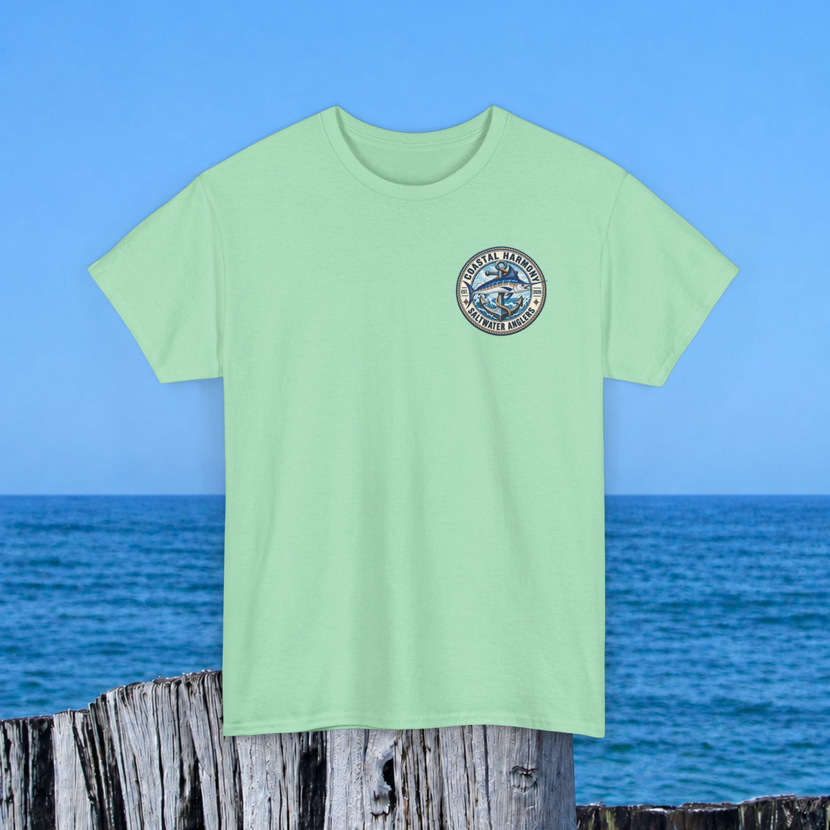 Fishing Tee — "Coastal Harmony" Saltwater Anglers Short-Sleeve Shirt