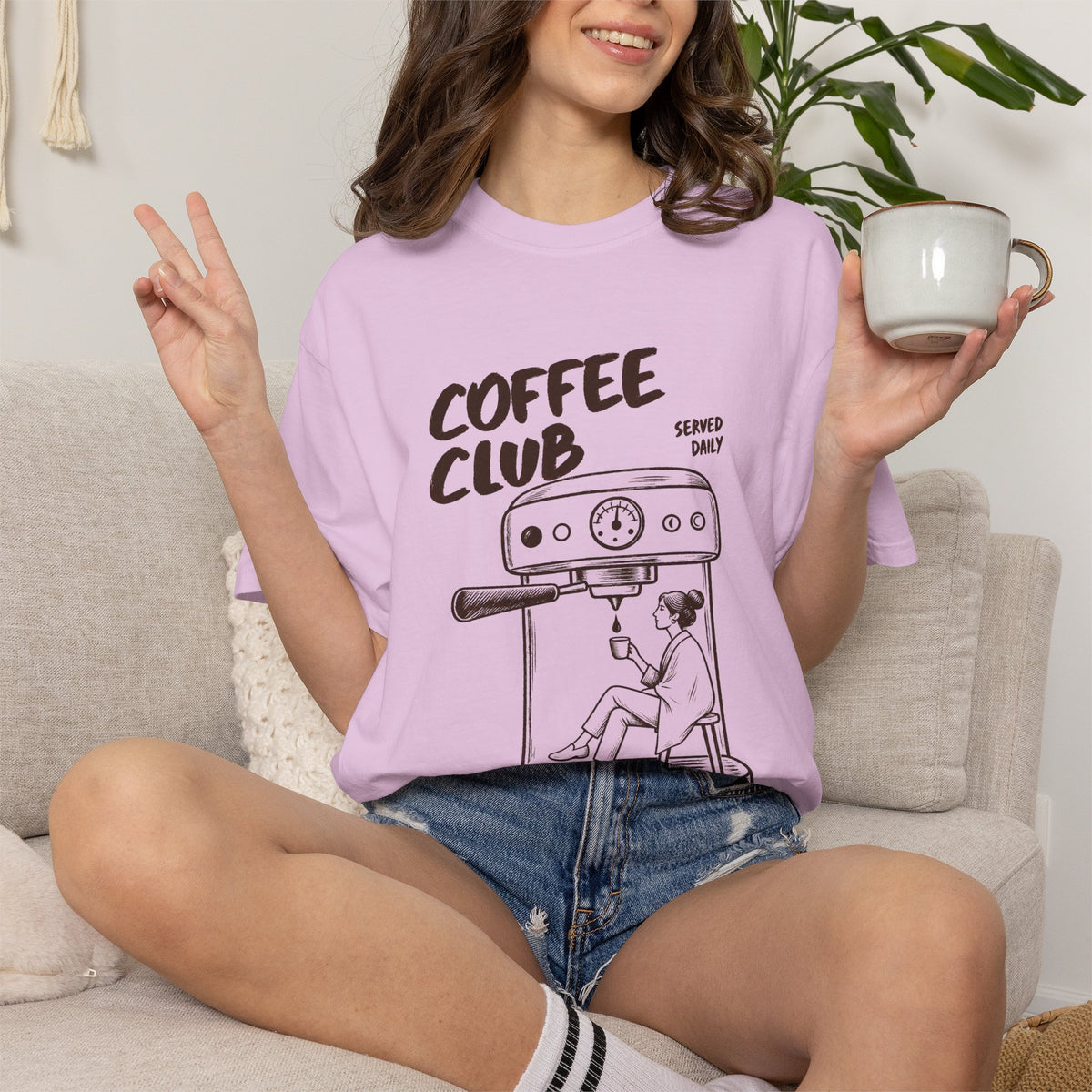 Coffee Club T-Shirt — 'Every Morning' Espresso Machine Graphic Tee